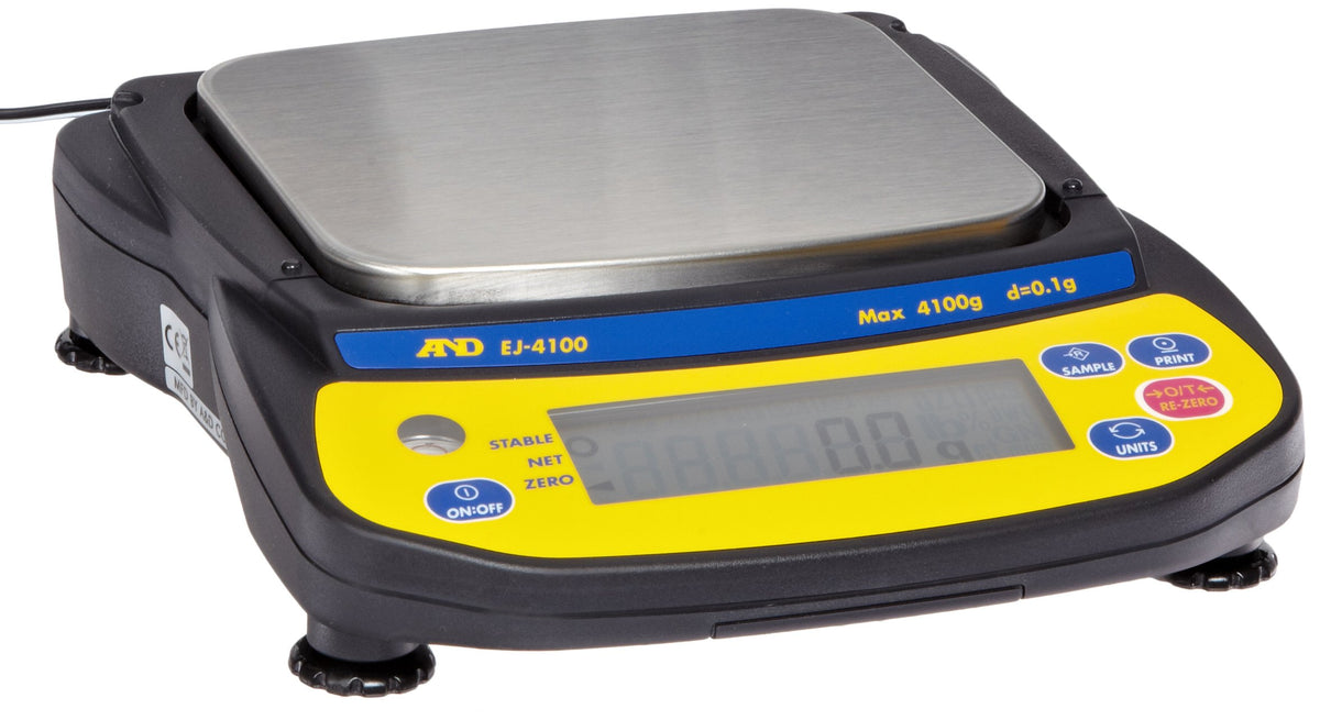 A&D Engineering EJ6100 Newton Compact Electronic Toploading Balance with LCD Display, 127mm x 140mm Pan, +/-0.2g Linearity, 6100g Capacity, 0.1g Readability