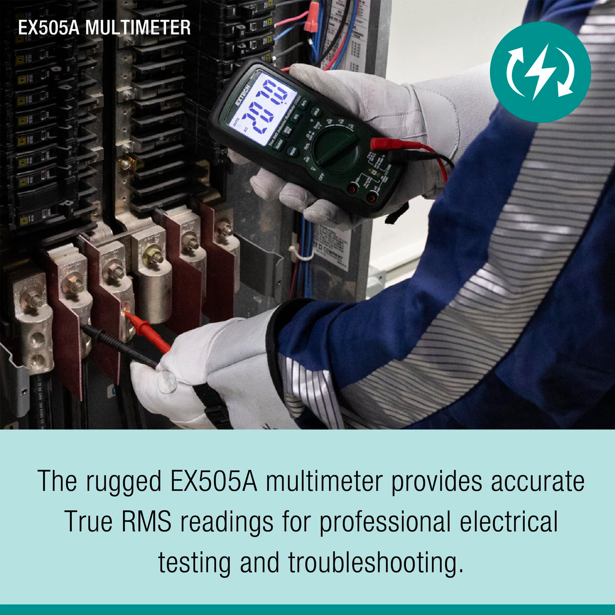 Extech EX505A-K Heavy Duty Industrial Multimeter Kit, CAT IV 600V