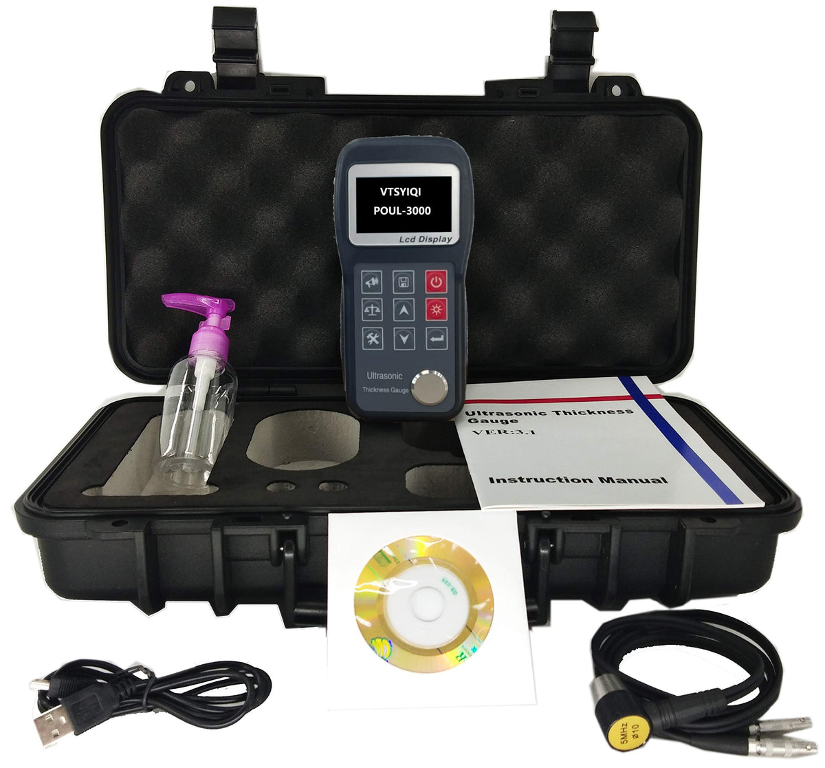 Ultrasonic Thickness Gauge Meter Tester WithRange 0.75mm to 300.0mm