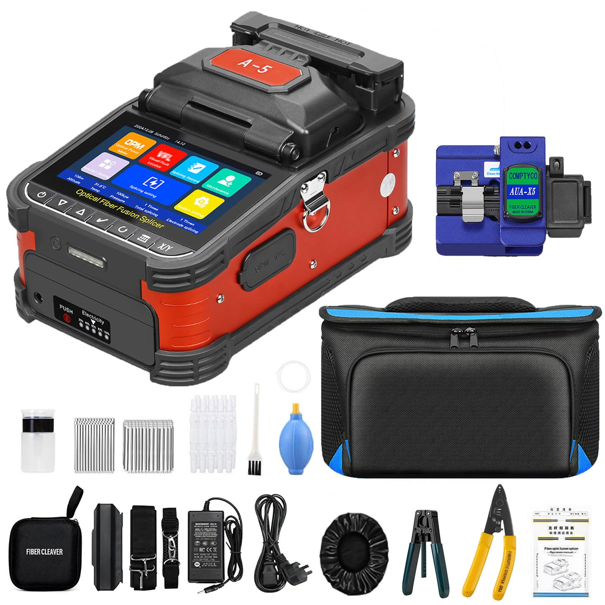FS-60E Fusion Splicer, 6-Motor Core Alignment, 8s Splice, 5" Touchscreen