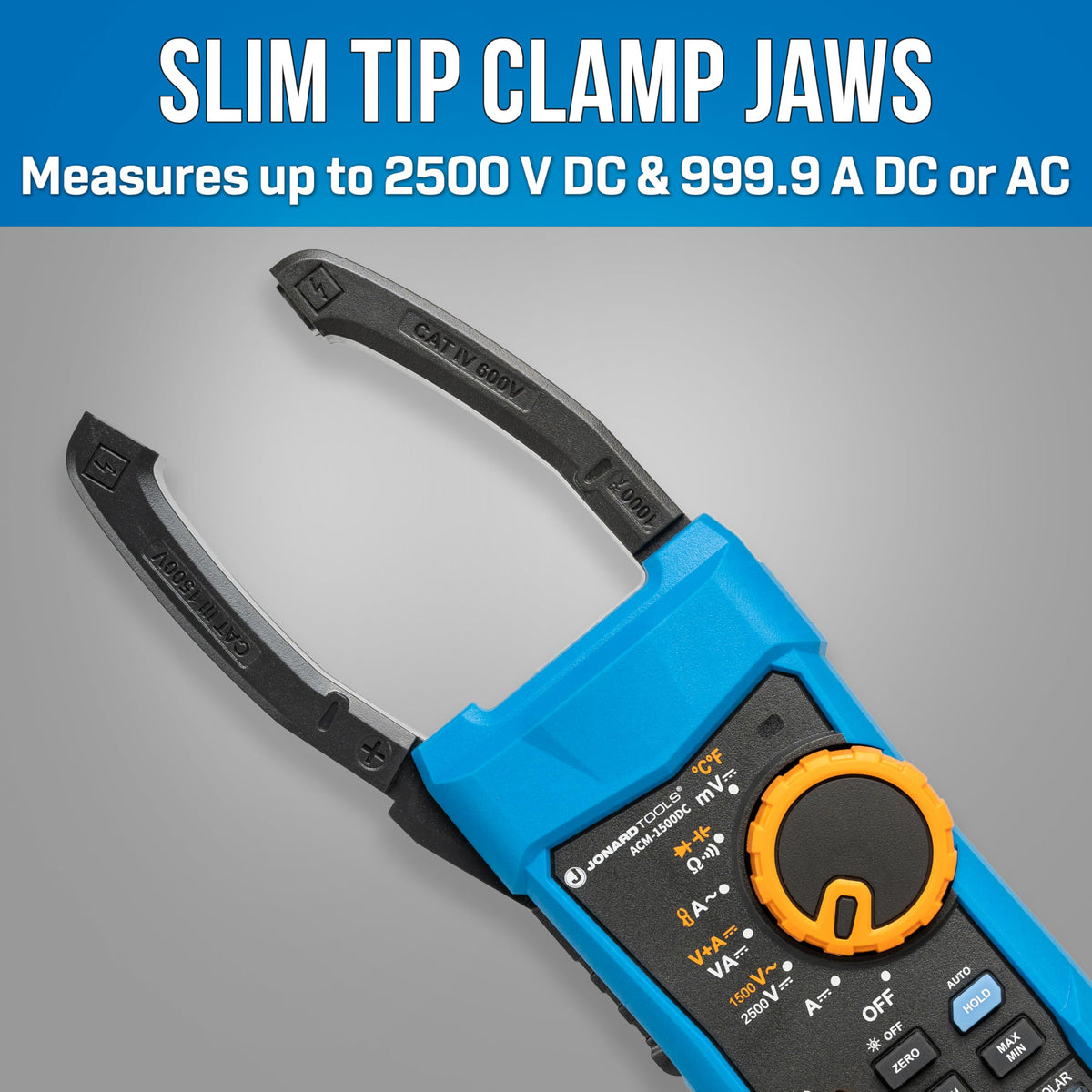 Jonard Tools ACM-1500DC Solar+ Clamp Meter CAT III 1500 V- True-RMS Clamp Meter,2500V DC, 999.9A AC/DC, Bluetooth, IP65 Rated for Solar & High Voltage Work