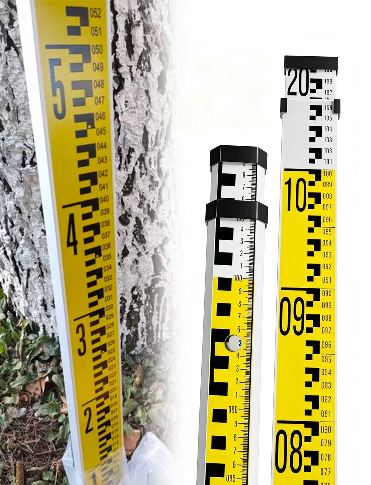 Adjustable Portable Aluminium Telescopic Height Measuring Stick - Lightweight Durable Levelling Staff Pole for Surveying, Construction, Gardening - Precision Measurement Tool