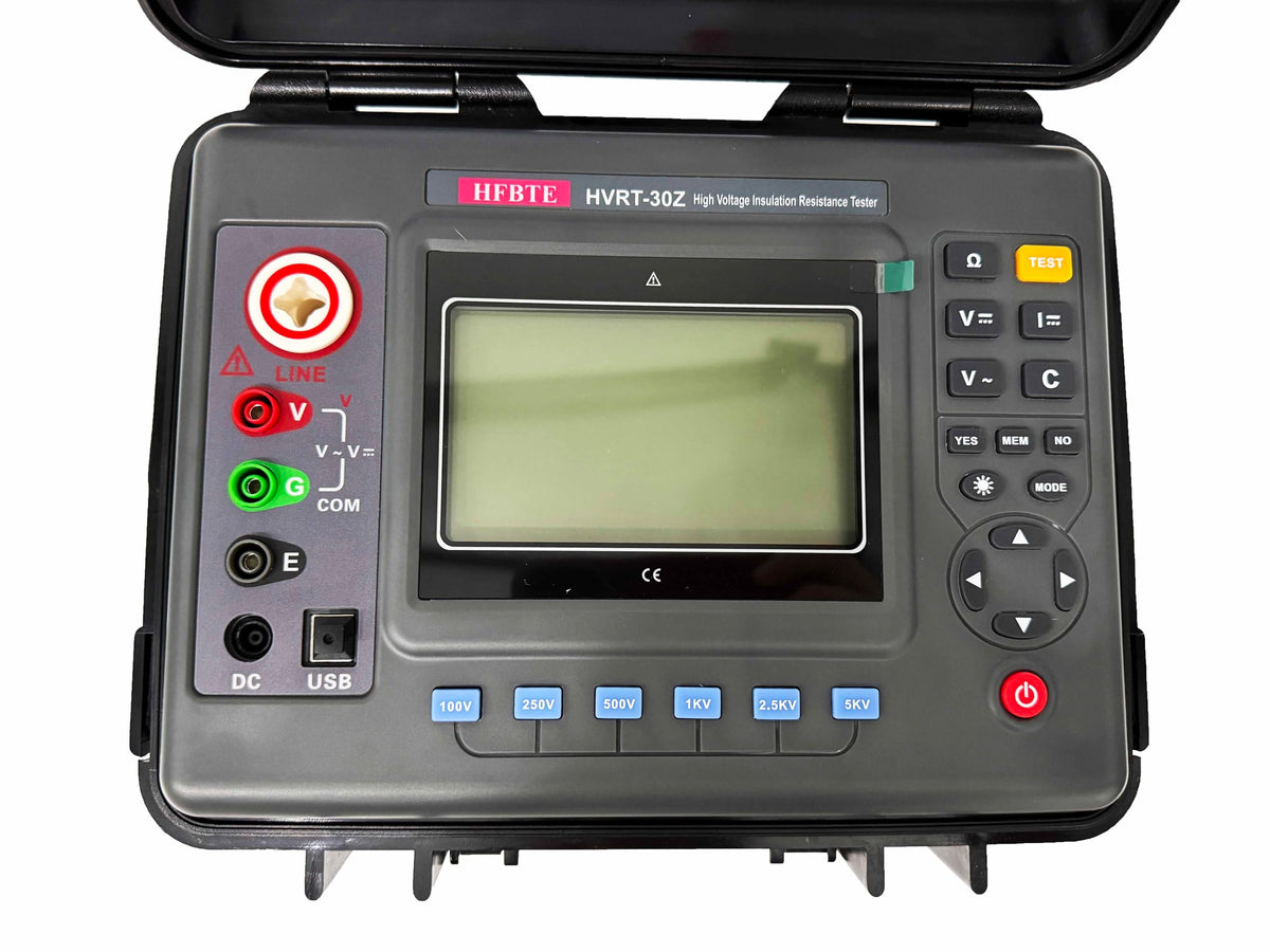 High Voltage Insulation Resistance Meter Tester Megohmmeter with Rated Voltage 100V 250V 500V 1000V 2500V 5000V Insulation Resistance Range 0.01MΩ-10TΩ Resolution 0.01MΩ DC Current 0.1nA-6mA