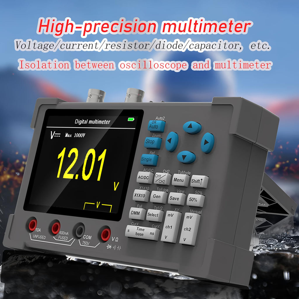 ZEEWEII 3in1 Digital Oscilloscope Multimeter Signal Generator Dual Channel 120Mhz Bandwidth 250MSa/s Sampling Rate Handheld Oscilloscope(DSO3D12)