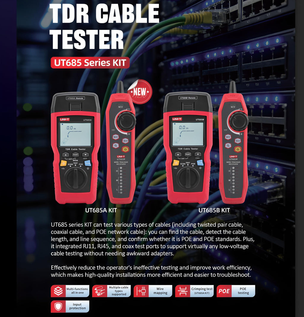 UNI-T UT685A KIT Network Cable Tester, RJ45 RJ11 with Tracker Function