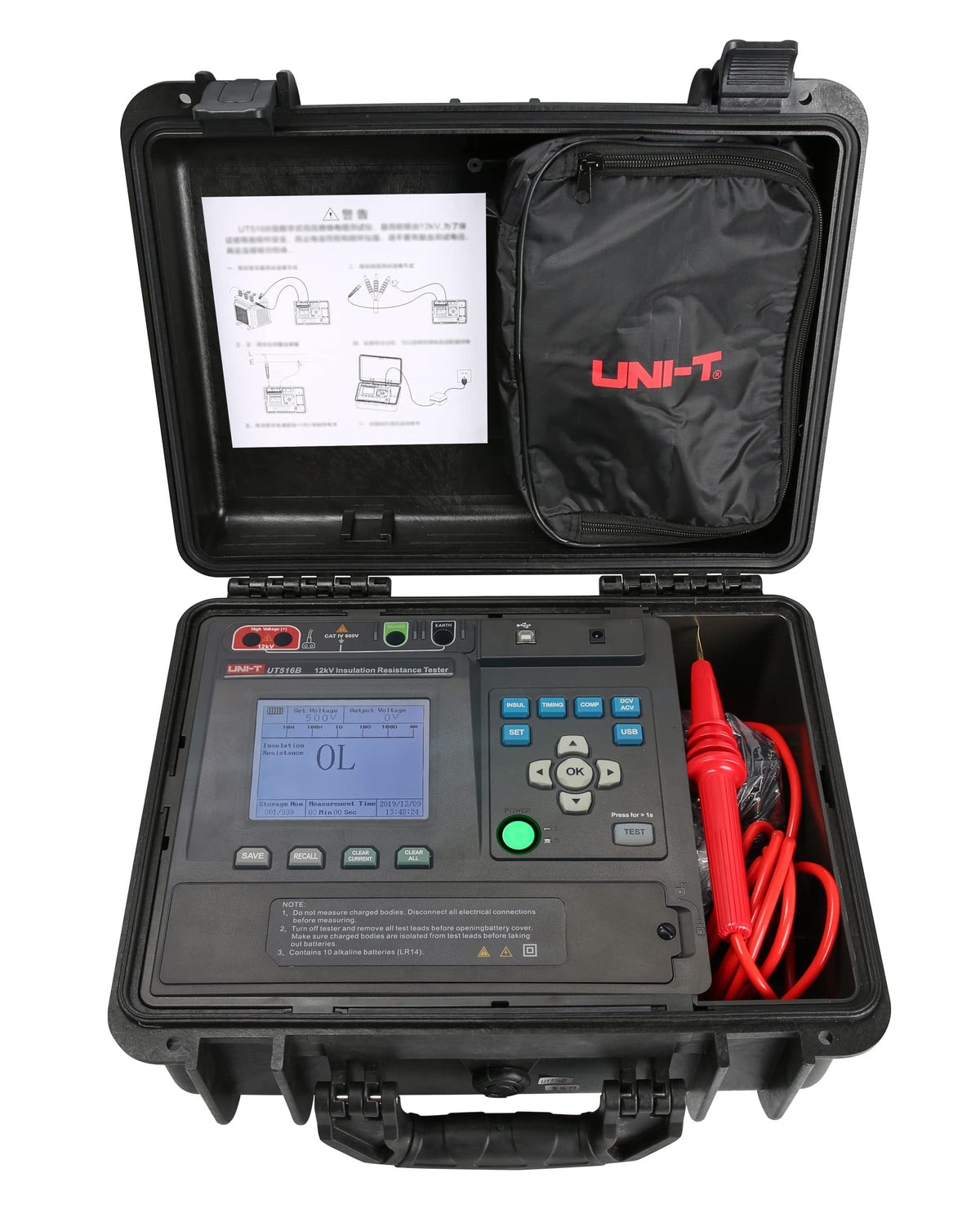 UNI-T UT516B High Voltage 12kV Insulation Resistance Tester Data Storage English Panel Special for Electrical Measurement