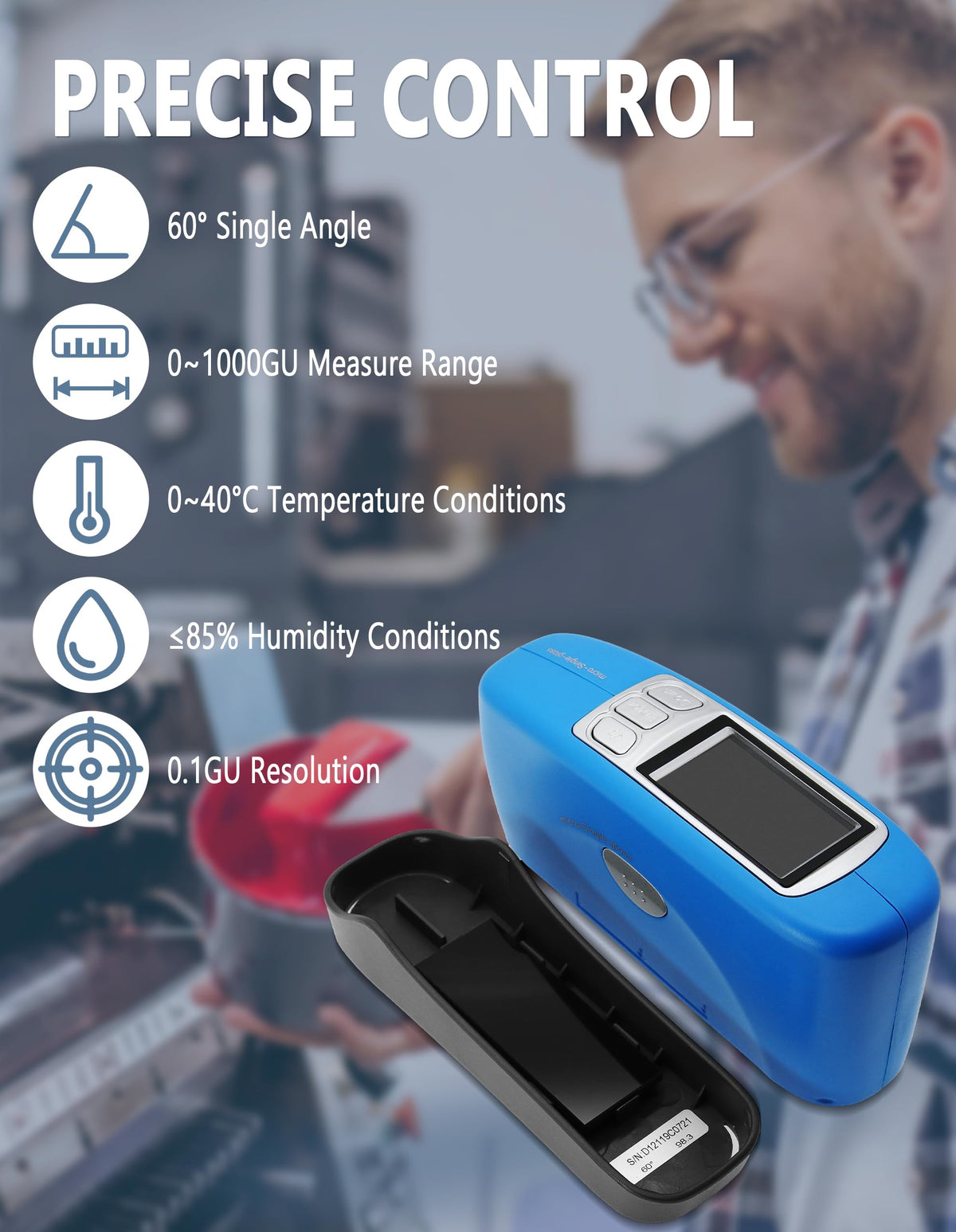60 Degree Gloss Meter Surface Gloss Tester for Paint Plastic, Construction