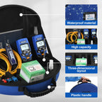 Fiber Optic Termination Kit FTTH Loss Kit JLT-15D +Optical Power Meter with RJ45 Network Testing (-70~+10dB) +1310/1550nm SM Fiber Light Source+200X Magnification Microscope+Cleaning Tools