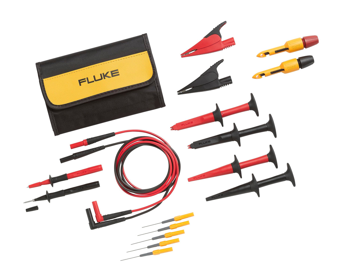 Fluke TL1550B 3 Piece Test Lead Set with Alligator Clips, 5000V DC Voltage, 20A Current, 103-25/128" Cable Length