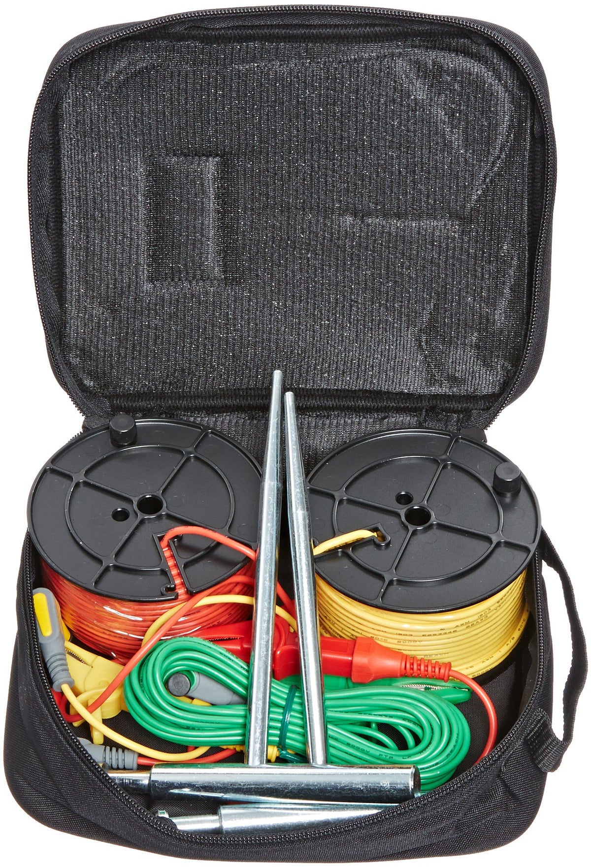 Ideal TL-796 Earth Resistance Lead Set Kit Include Three Test Leads with Alligator Clips (5, 33, 33m) on Reels, (2) Auxiliary Grounding Spikes