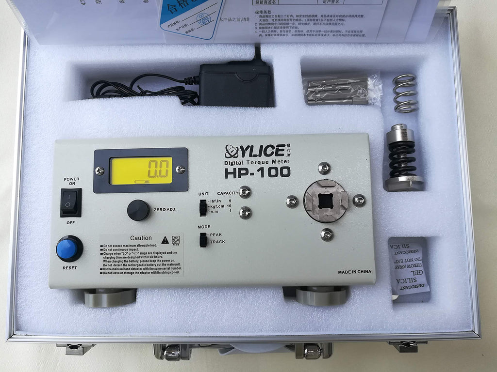 Digital Electric Torque Meter Tester HP-100 Torsion Wrench Screw Tester, KGf.cm: 0.5~100.0, N.m: 0.05~10.00, lbf.in: 0.5～90.0 for Screwdriver