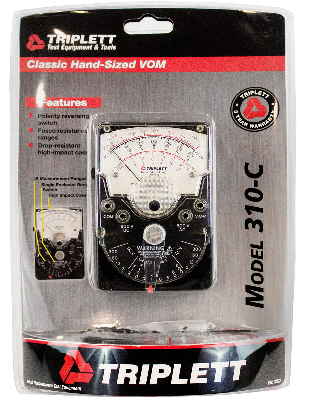 Triplett 3067 Hand-Sized Analog Multimeter for Telco